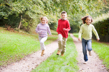 Happy kids running